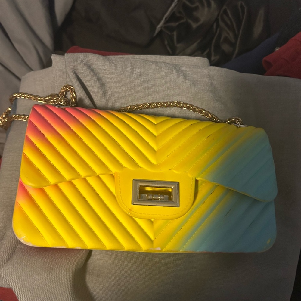 Colorful Quilted Chain Shoulder Bag